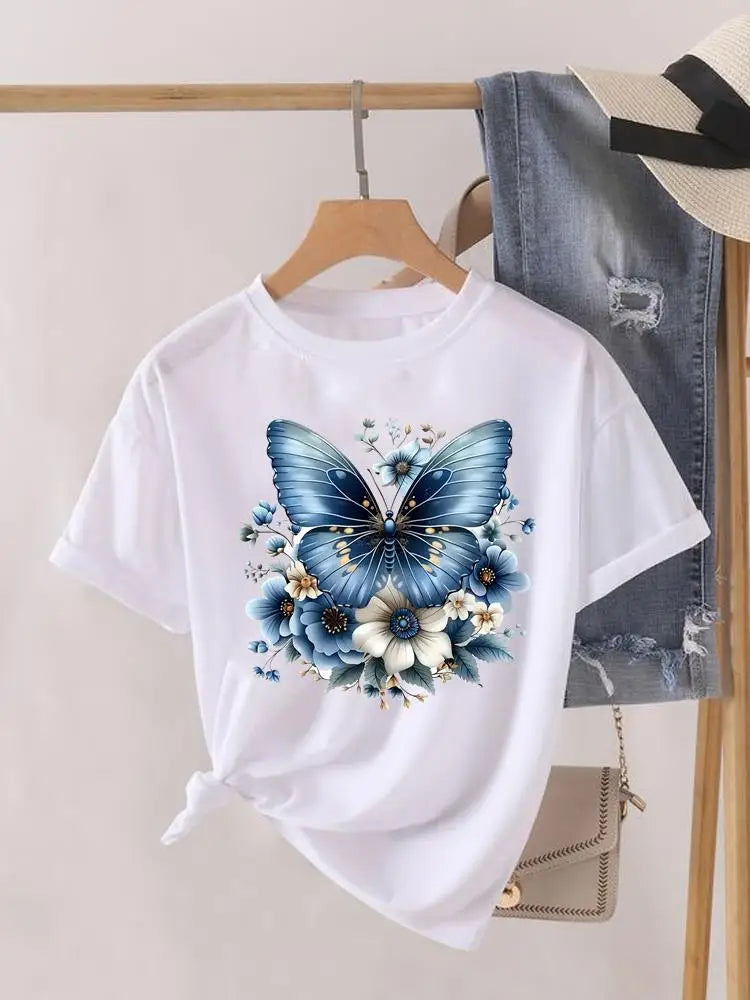 Tendance fleur Style mignon à manches courtes femmes imprimer femme chemise mode vêtements graphiques T-shirts vêtements dame t-shirt décontracté