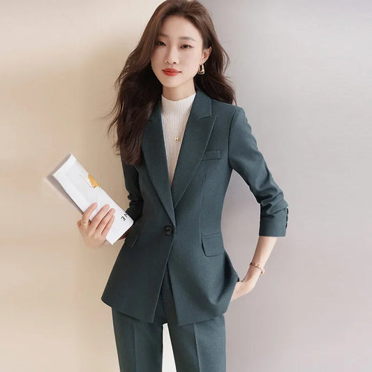 Zihong – costume gris pour femmes, Collection d'automne, haut de gamme, à la mode, élégant, ensemble pantalon, origine chinoise continentale, nouvelle collection 2023