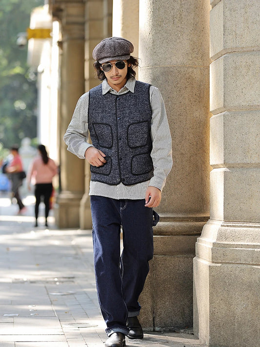 Jeans rayés style cargo pour hommes, pantalons en denim à poches multiples, streetwear décontracté, droit, bonne qualité, petit ami, 3903