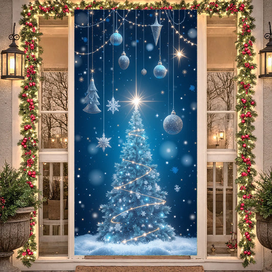 Bannière de Noël Ornements rouges Décoration de vacances Motif de flocon de neige Festivités d'hiver pour la décoration de la maison Célébration de vacances I