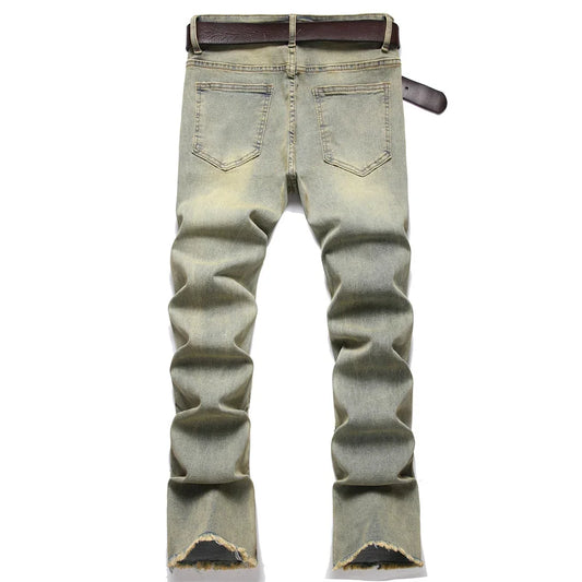 Style rétro trous hommes maigre Biker jean pantalon mode rue Hiphop mâle mince Stretch Jogging Denim pantalon
