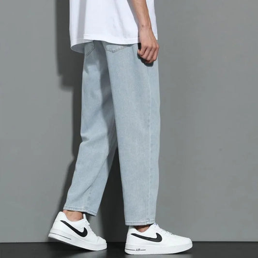 Jean de dehors Coréen pour Homme, Pantalon Droit Décontracté, Couleur Unie, Taille artificiel astique, Proximité, Poches Wstring, Polyvalent, Jambes Larges