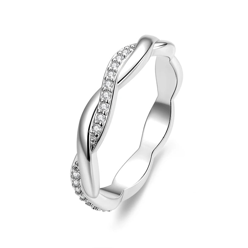 WOSTU-Bague empilable en argent regardé 100% pour femme, bijoux à la mode, cadeau original, souhait scintillant, chaud, 925, XCH7649