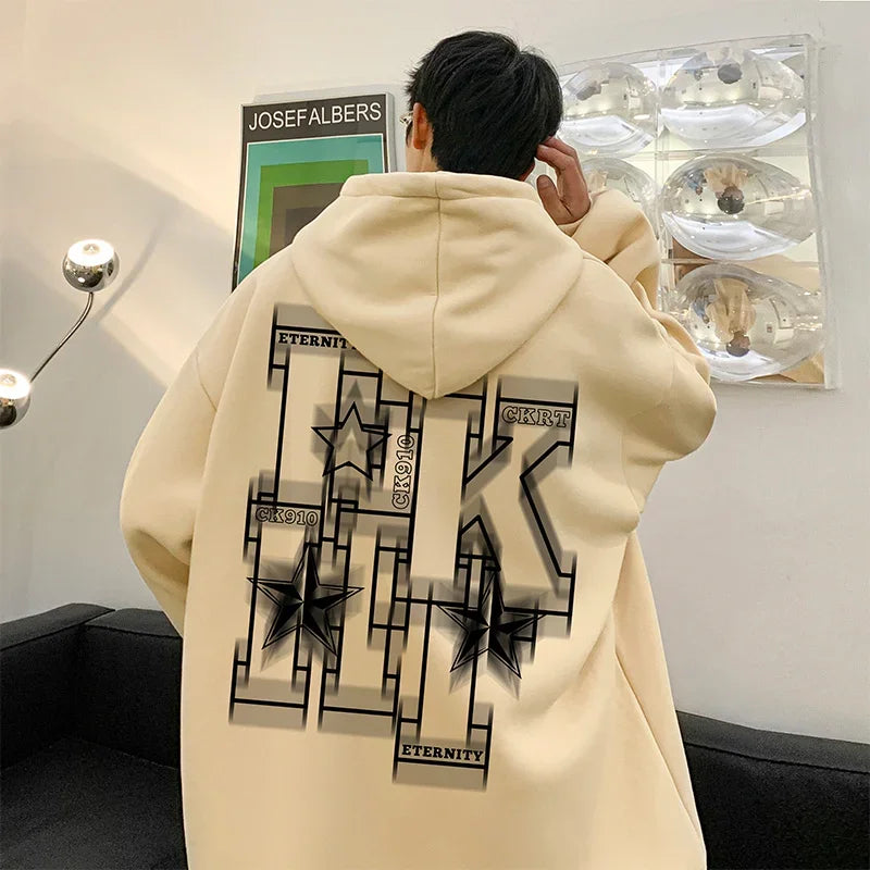 Automne polaire surdimensionné sweats à capuche pour hommes Hip Hop lettre imprimé sweats à capuche 2025 nouveau Y2K Streetwear pull à capuche