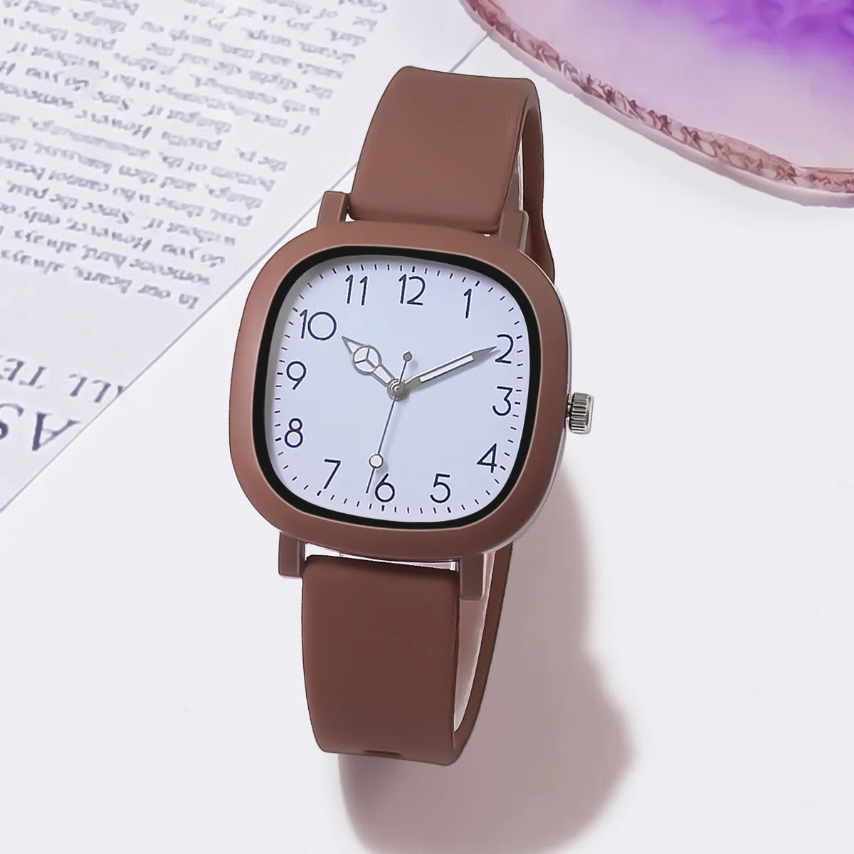 Montre à quartz avec bracelet en silicone, boîtier carré, schème de couleurs MSI,