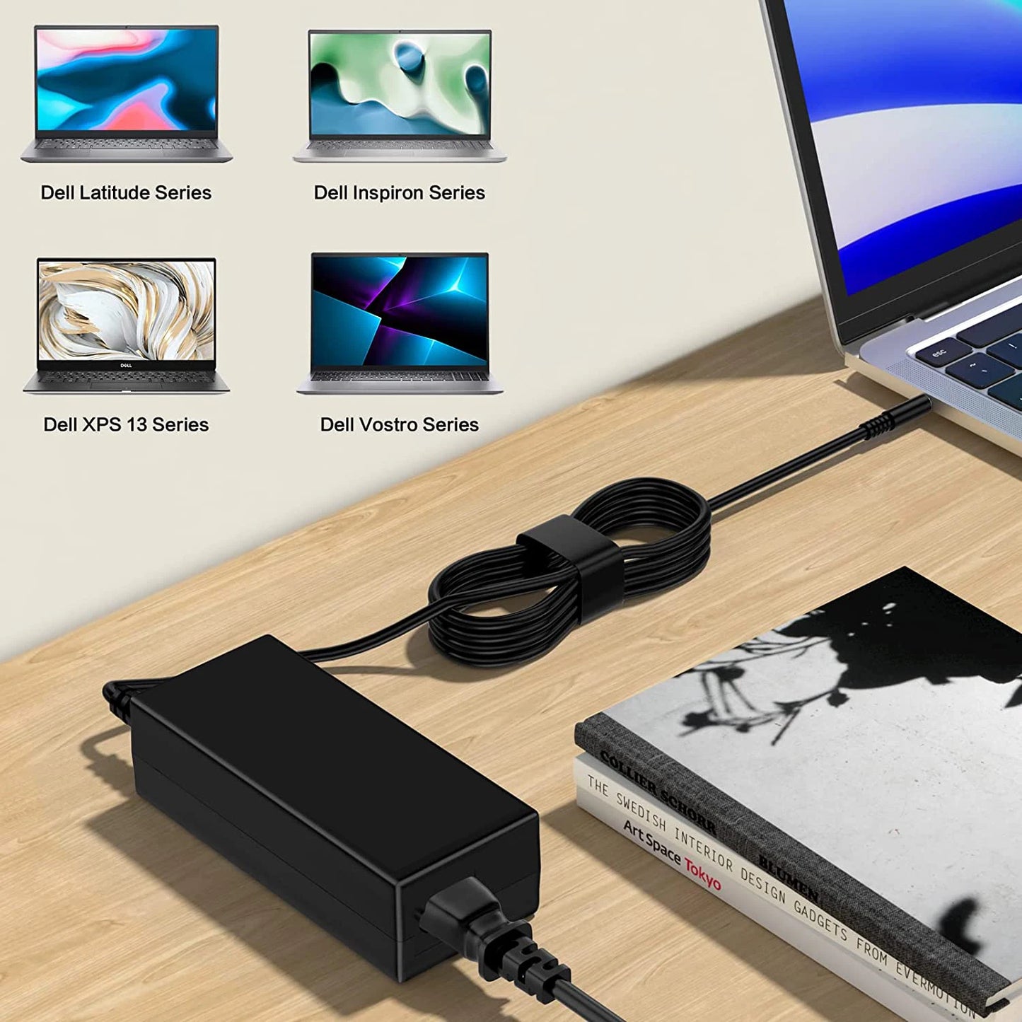 Chargeur 65W pour ordinateur portable, compatible avec Dell Inspiron