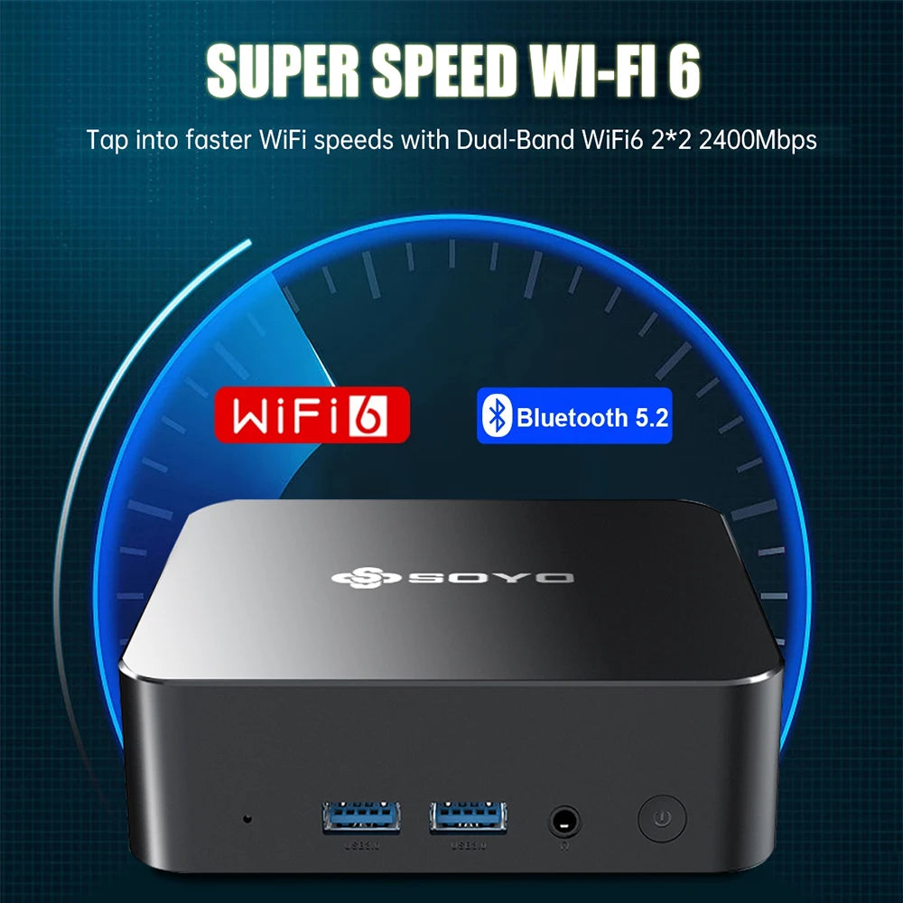 SOYO M4 PRO Mini PC Intel N150 Mini PC ordinateur Win11 Pro MiniPC DDR4 16GB RAM 512GB ROM WiFi6 BT5.2 ordinateur de bureau