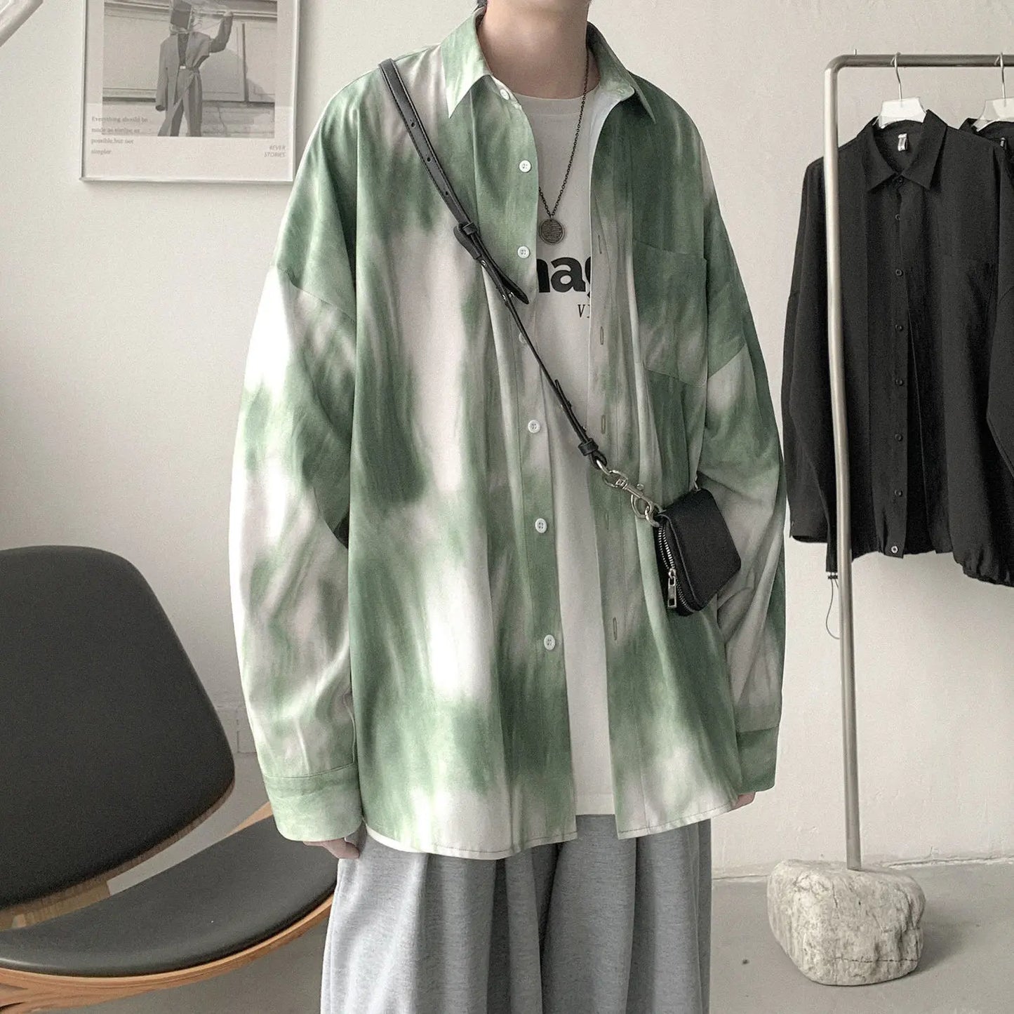 Chemises à col rabattu à manches longues pour hommes, impression Aadt, beau printemps, mode d'été mince, streetwear décontracté, vêtements à boutons