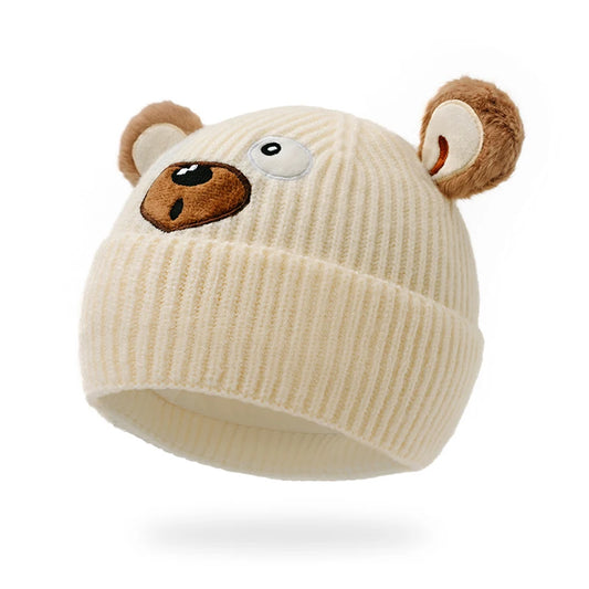 Ensemble chapeau et écharpe brodés ours pour enfants de 3 à 12 ans, mignon et polyvalent, adapté aux garçons et aux filles, automne et hiver, 2 pièces