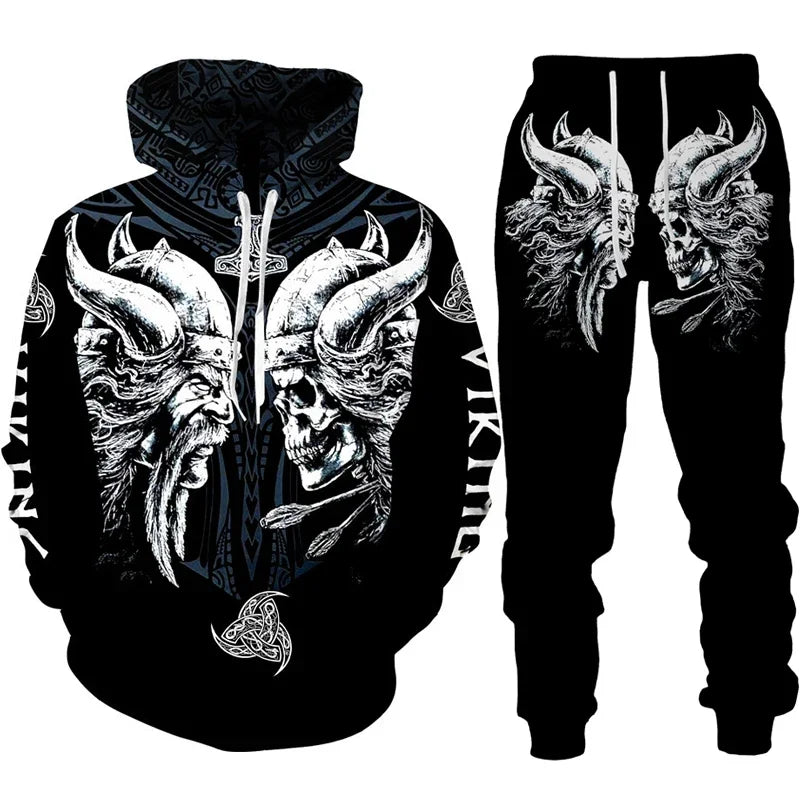 Ensemble sweat à capuche pour hommes, imprimé en 3D, survêtement/pantalon, pull à manches longues, Punk, vêtements de sport décontractés, surdimensionnés, de haute qualité, automne hiver
