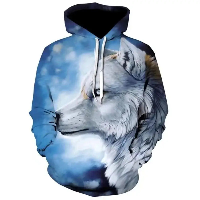 Sweat à capuche à motif 3D pour hommes, sweat-shirt d'automne, marque de rue drôle, amoureux du loup, mode, nouveau, 2023
