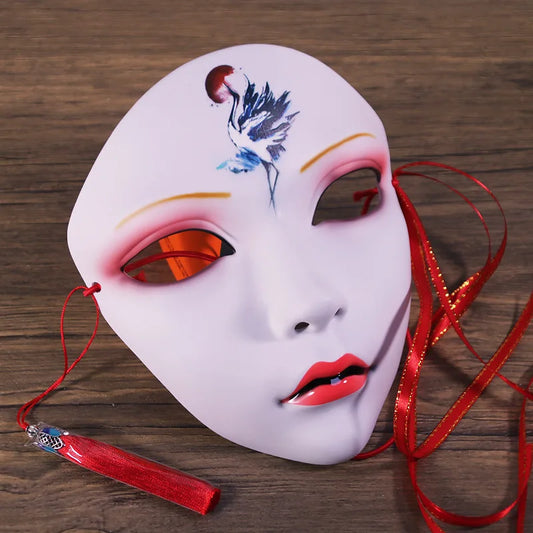 Masque de fête d'Halloween pour adultes, visage complet, style chinois, peint à la main, décoration, accessoires, mascara, anime, Tim, Hanfu