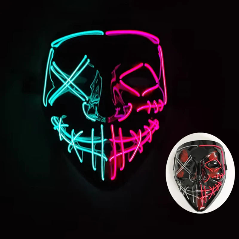 Masque de Purge d'Horreur Brcorporelle à LED, Complet au Néon, pour Cosplay, Fournitures de ixde Bar, Thème du Film d'Halloween