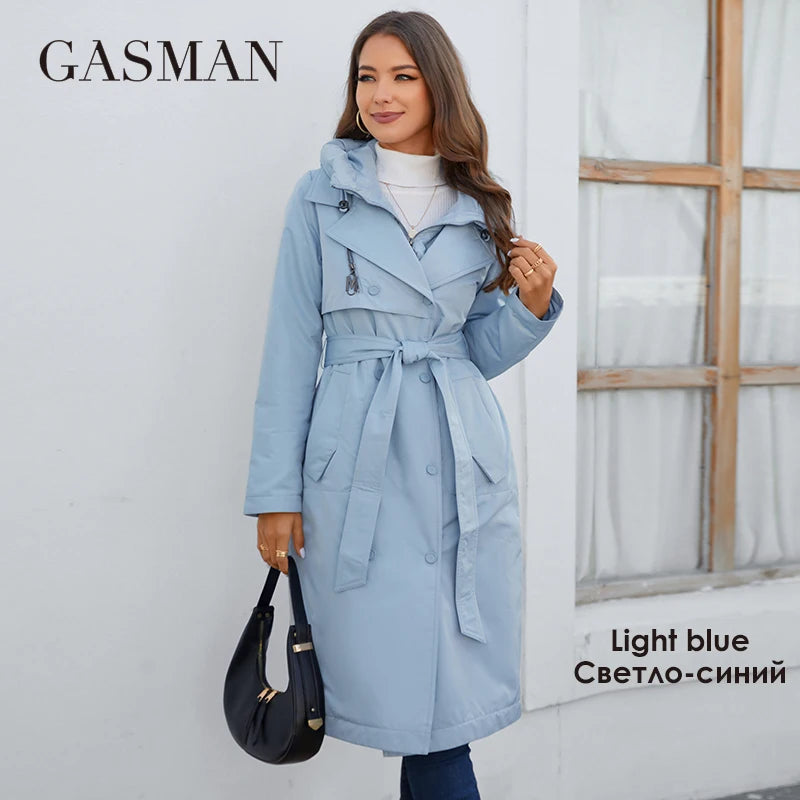 GASMAN – doudoune longue en coton fin pour femme, 2023