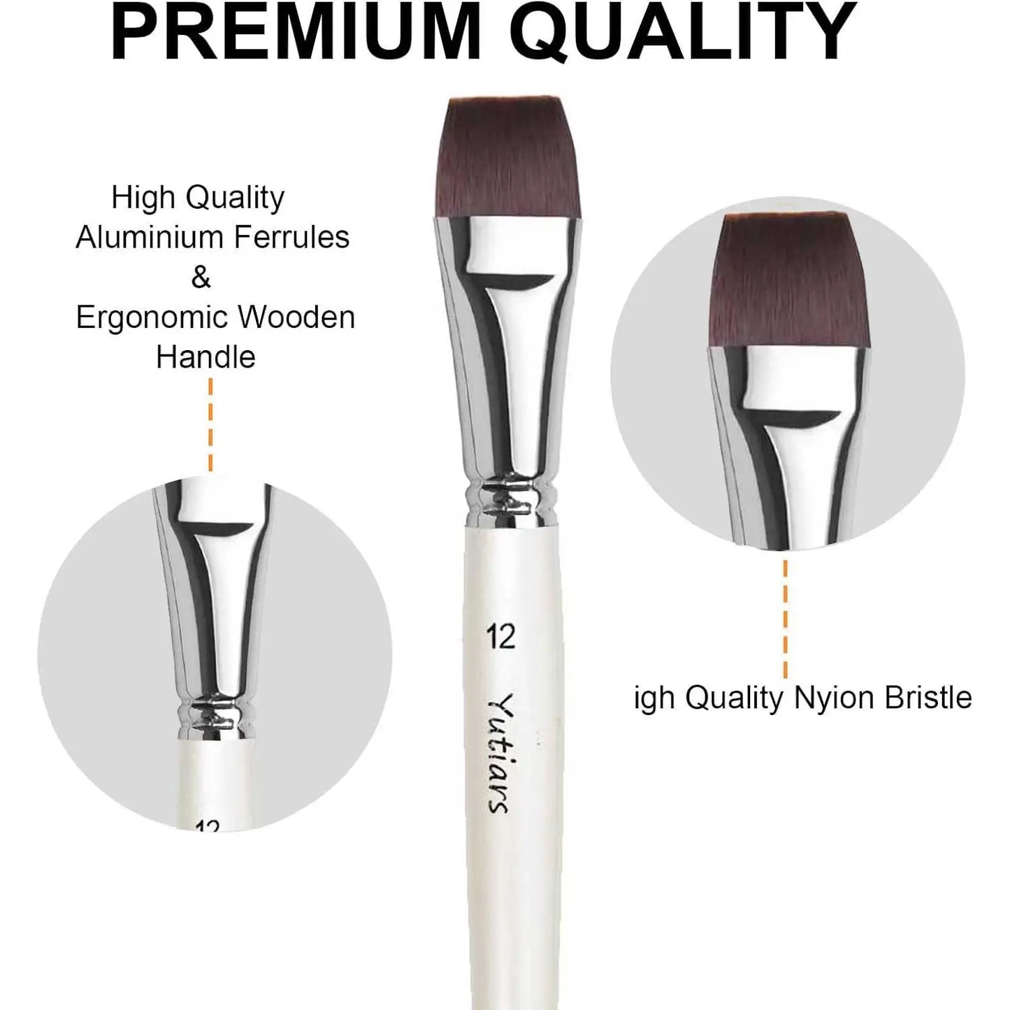 Ensemble de pinceaux de peinture d'artiste professionnel, manche blanc, poils en Nylon, pinceaux plats et coudés pour la peinture du visage, aquarelle, 10 pièces