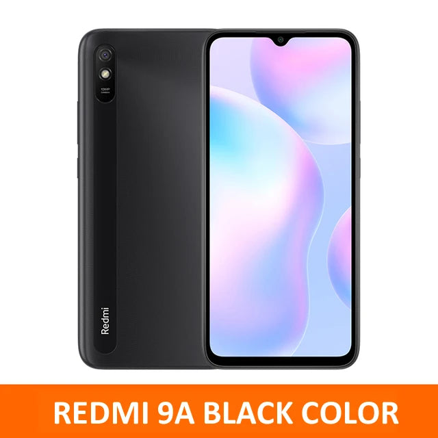 Original Xiaomi Redmi 9A/10A micrologiciel mondial 4GB + 64GB/128GB débloqué Xiaomi téléphone intelligent étui gratuit Film de verre cellulaire