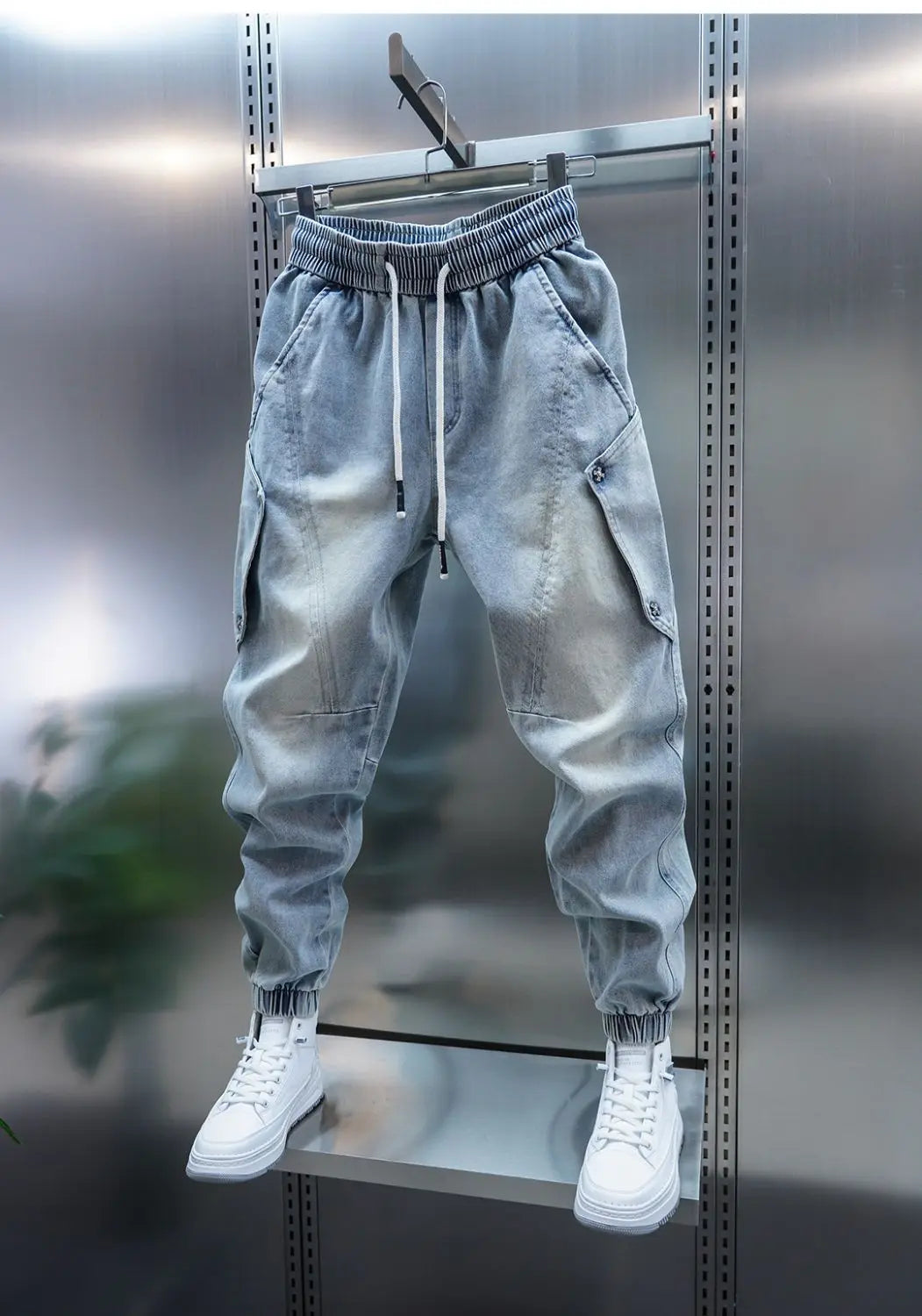 Jean de travail à grande poche, mode hip hop harem street, pantalon bleu, marque de luxe de haute qualité, vêtements pour hommes