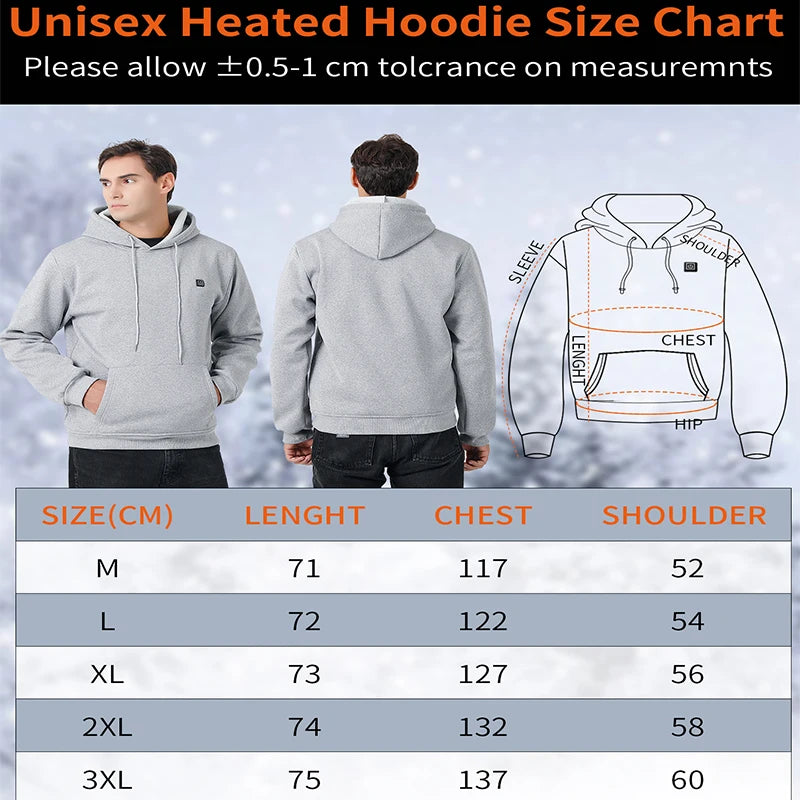 Nouveau sweat à capuche chauffant USB Intelligent pour hommes femmes hiver 7 zones corail polaire à capuche vêtements chauffants vêtements de sport thermiques en plein air