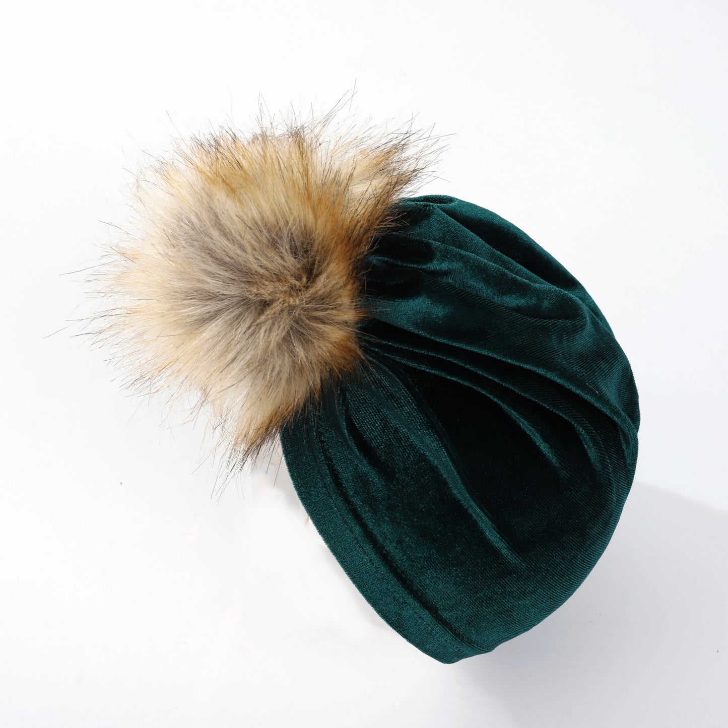 Chapeau boule de fourrure en tissu velours solide pour enfants garçons filles bébé accessoires de photographie grand pompon nœud supérieur automne hiver oreille bonnet chaud