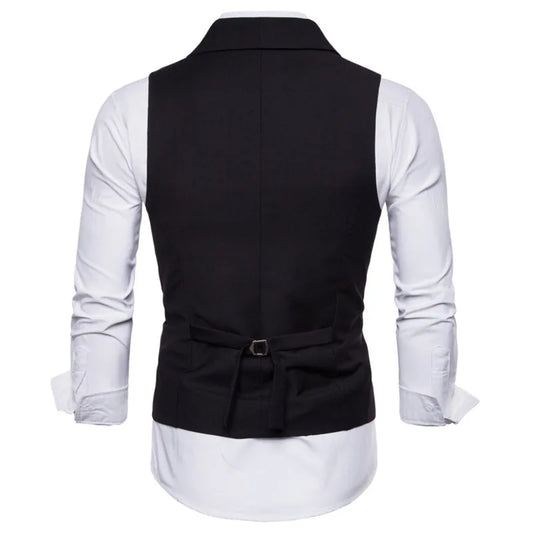 # 4822 hommes costume gilet couleur unie robe gilet mâle Double boutonnage gilet coupe ajustée formel sans manches hommes gilets grande taille 4XL
