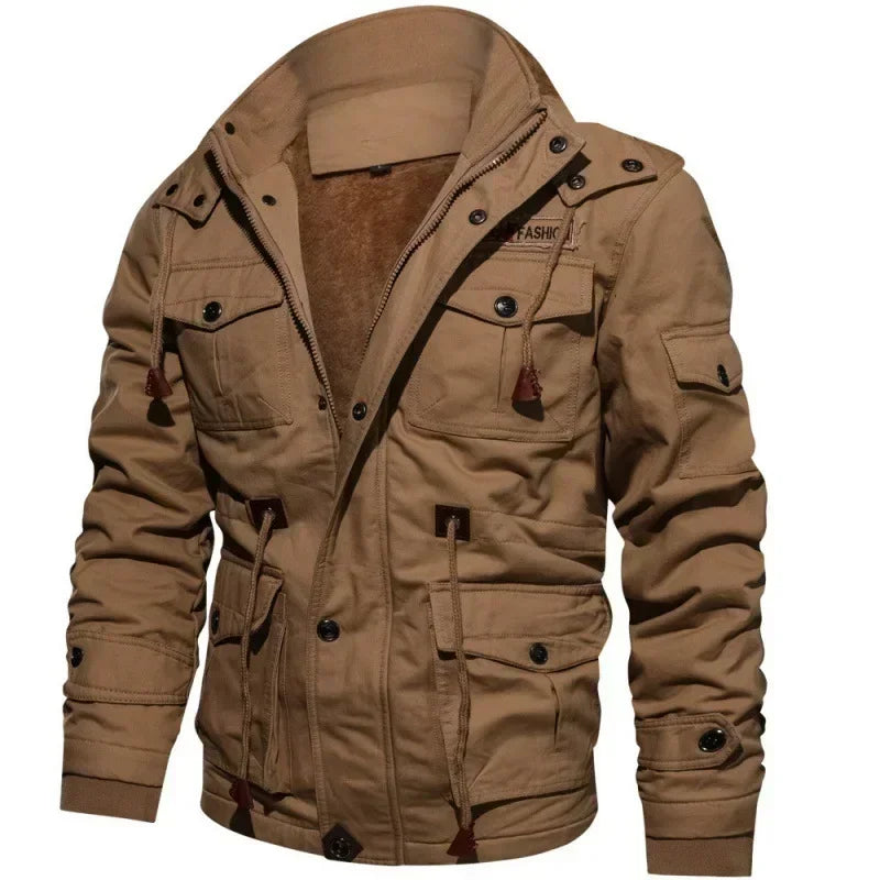 Hommes polaire fourrure doublé épais mi-long coton veste à manches longues automne hiver vestes décontractée