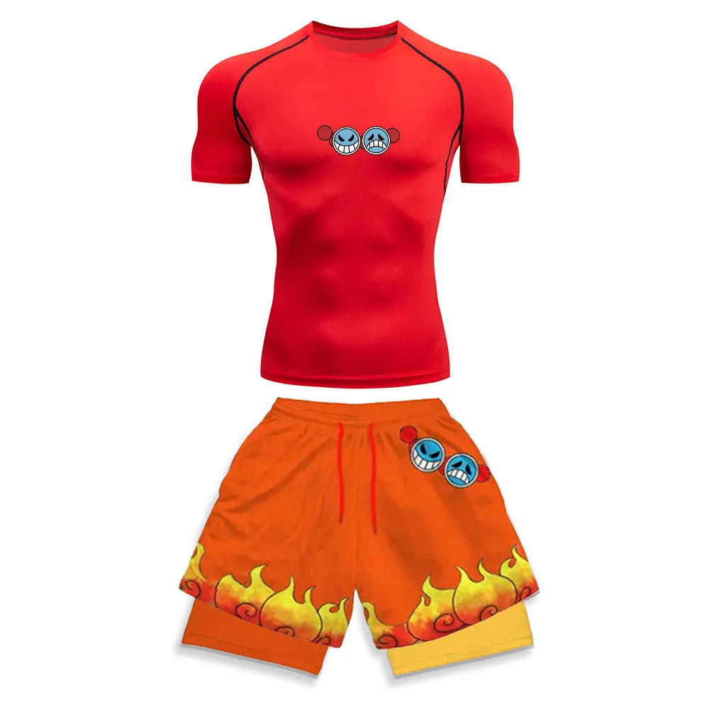 2025 Costume de sport de compression imprimé à la mode Vêtements d'été Costume athlétique pour hommes - Élégant Fitness Running Ensemble deux pièces décontracté
