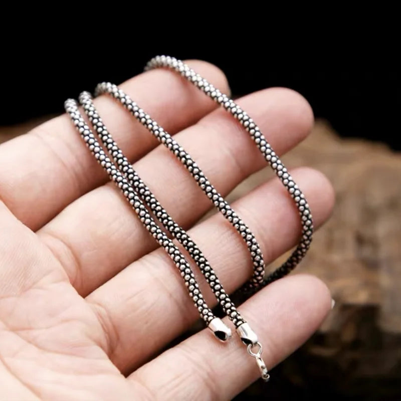 Collier en argent véritable pour hommes et femmes, collier en forme de maïs thaïlandais, en argent Sterling s925, longue chaîne, pendentif rétro, bijoux