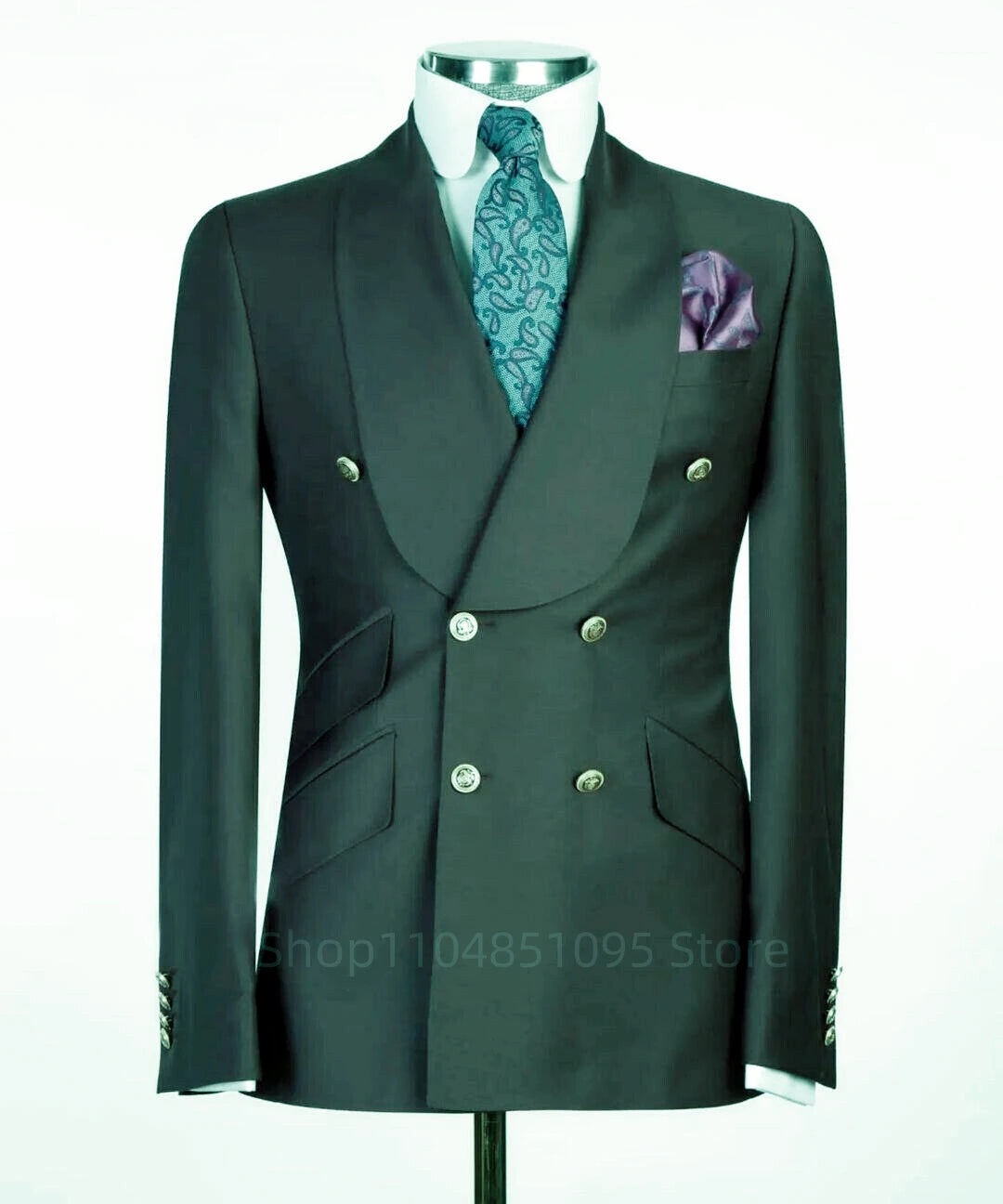 Veste de costume formelle pour hommes, coupe cintrée, bleu marine, manches longues, châle, revers, Double boutonnage, Blazer d'affaires, un manteau, veste de travail et de bureau