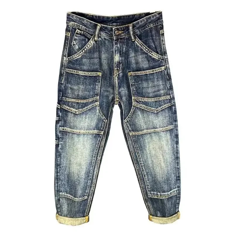 Jean Décontracté de Style Américain pour Homme, Haut de Gamme, Marque de Chimie, Épissage, High Street, Adt-Fit, Jambes Droites, Harens, Nouvelle Collection Printemps Été