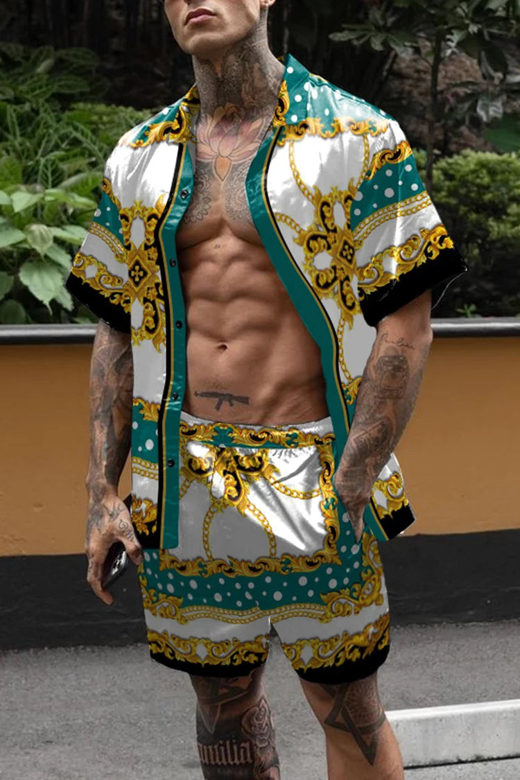 Ensemble hawaïen chaud hommes impression ensemble à manches courtes été décontracté chemise florale plage deux pièces costume bouton nouvelle mode hommes ensembles 