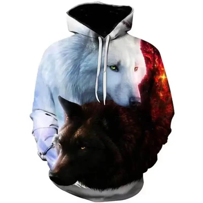 Sweat à capuche à motif 3D pour hommes, sweat-shirt d'automne, marque de rue drôle, amoureux du loup, mode, nouveau, 2023