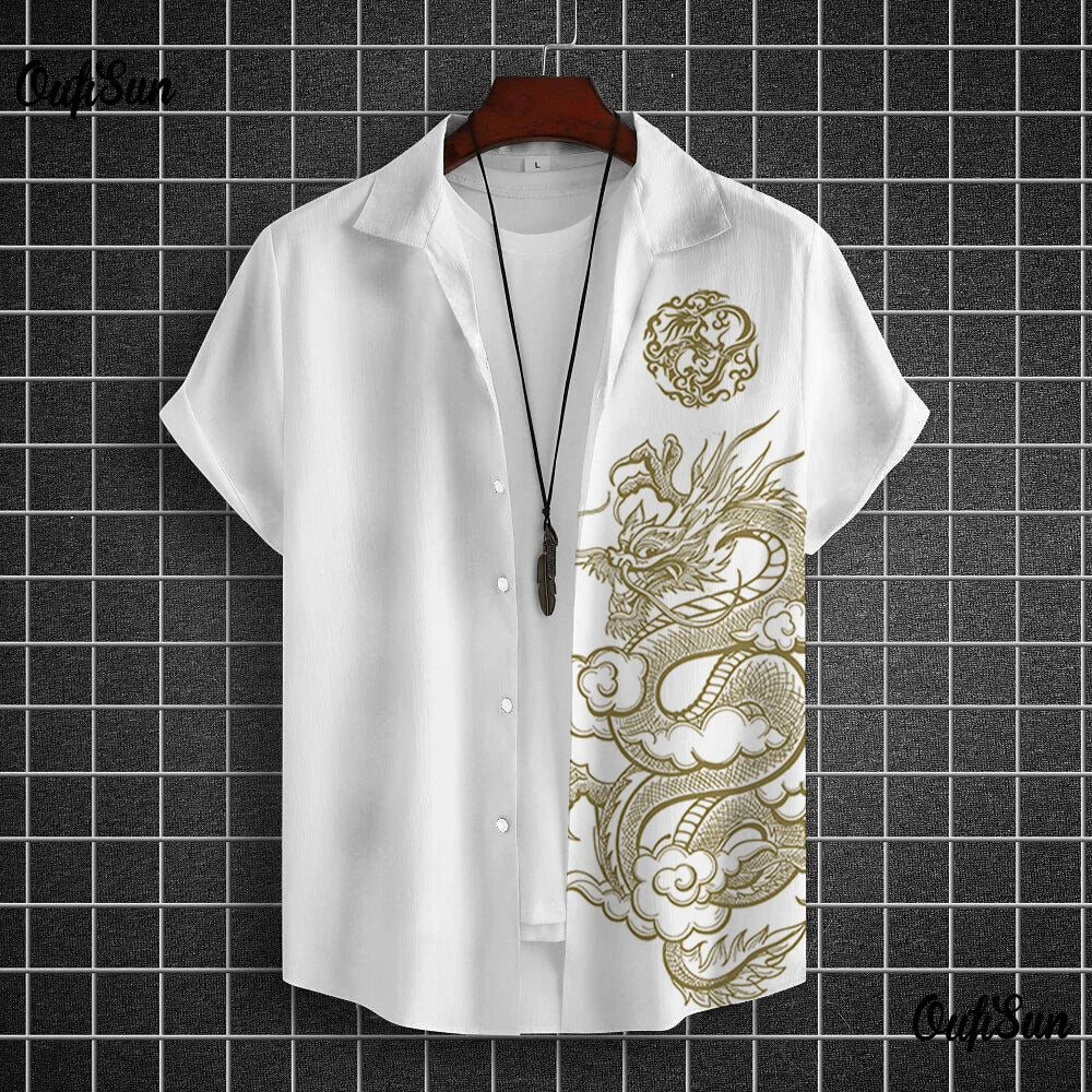Chemises à manches courtes pour hommes, vêtements graphiques Y-Dragon, chemises 3D, streetwear décontracté, mode, été, déclin, chemisier masculin, 2024
