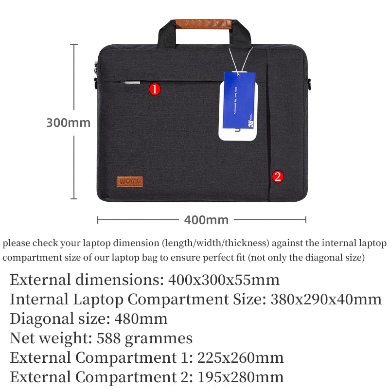 Sacoche pour ordinateur portable 15.6 16 pouces, sac à main pour hommes d'affaires, pour Macbook, Huawei, HP, Lenovo, Dell, ASUS, Xiaomi Surface