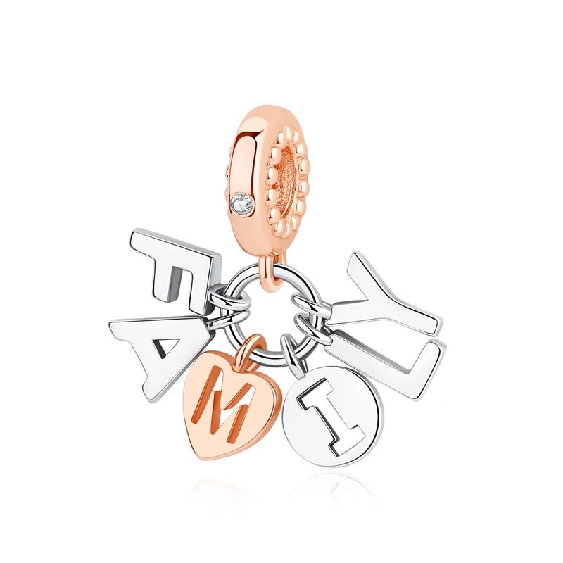 Original 925 en argent Sterling breloque perle arbre généalogique maman pendentif chaîne de sécurité breloques or Rose ajustement marque Bracelets bijoux à bricoler soi-même