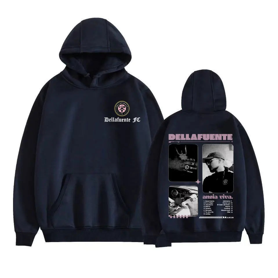 Rappeur Dellafuente Album Tour 2025 graphique pull hommes vêtements mode Hip Hop musique sweat haute qualité surdimensionné sweats à capuche