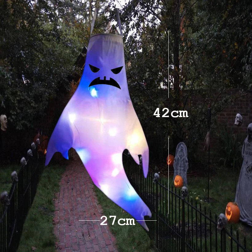 Fantôme Effrayant avec Lumière LED pour Halloween, Accessoire de Décoration d'Niket d'Extérieur, Pendentif d'Arbre, Ornement de ix, Fournitures de Bricolage
