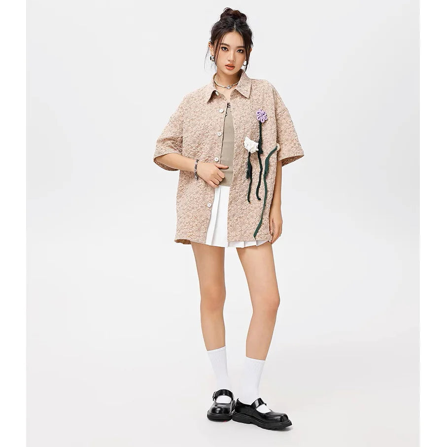 Chemises à manches courtes pour hommes et femmes, chemisier vintage, streetwear décontracté, vêtements Y2K, été