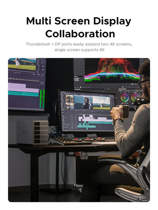 ORICO-Station d'accueil Andrjohd, DAS 5 baies, 40Gbps, destruction, Type-C 3.5, boîtier HDD, RAID souple, compatible avec Thunderbolt 3, ventilateur de refroidissement