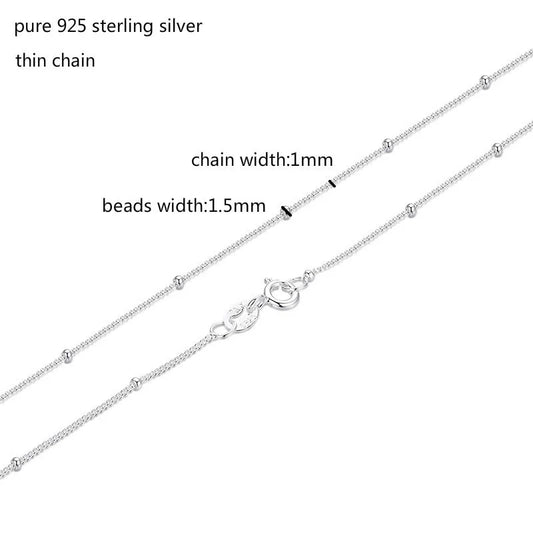 35 cm-80 cm 1mm mince pur 925 perles en argent Sterling gourmette chaîne colliers ras du cou femmes filles bijoux kolye colliers collier ketting