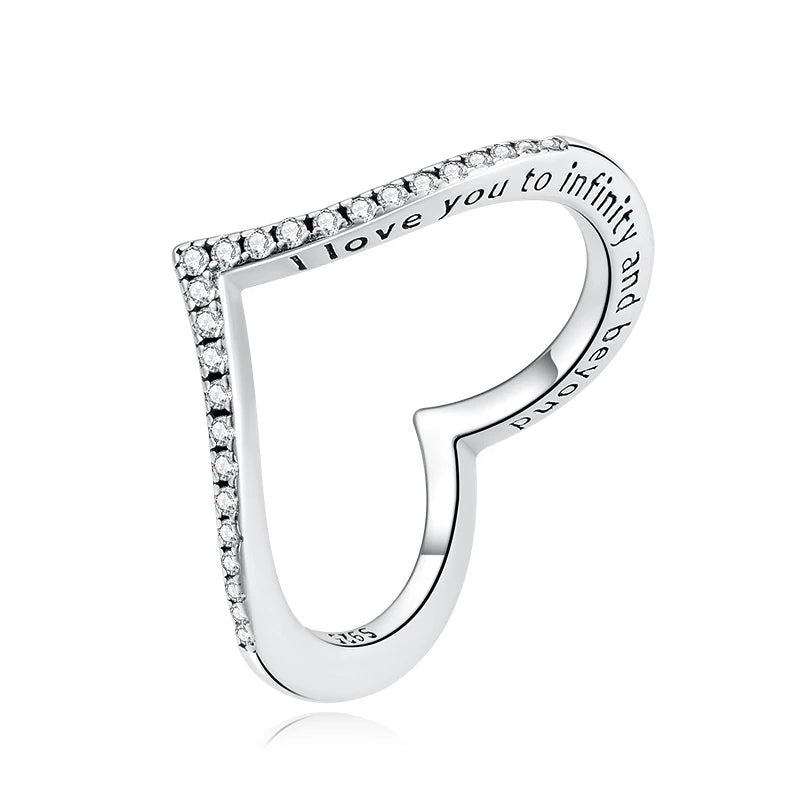 WOSTU-Bague empilable en argent regardé 100% pour femme, bijoux à la mode, cadeau original, souhait scintillant, chaud, 925, XCH7649