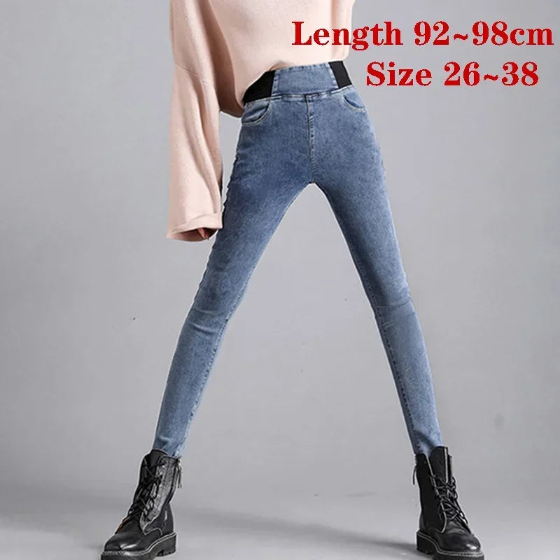 PTKPCC nouveau taille élastique jean moulant femmes printemps mince Stretch Denim pantalon Vintage crayon Vaqueros maman pantalons De Mujer