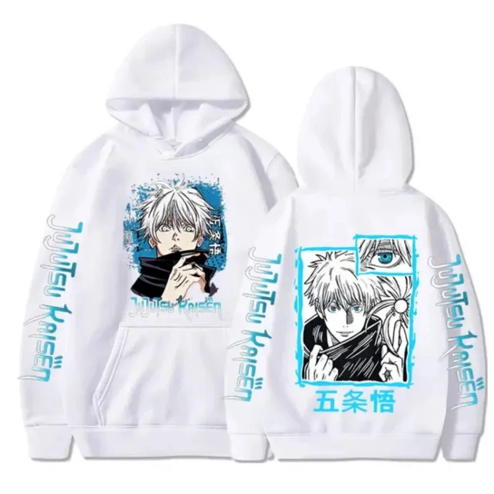 Jujutsu Kaisen Anime vêtements Satoru Gojo imprimer à capuche hommes sweat à capuche pour femme répandu Streetwear Harajuku Manga unisexe sweat