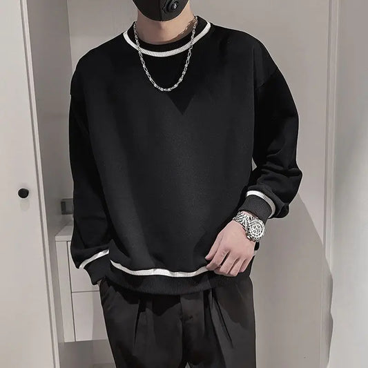 ChimMen's Round Neck Casual Oversize Long Sletransved Pull pour hommes, Abonnés, Édition coréenne, Printemps, Automne, Nouveau, 2024