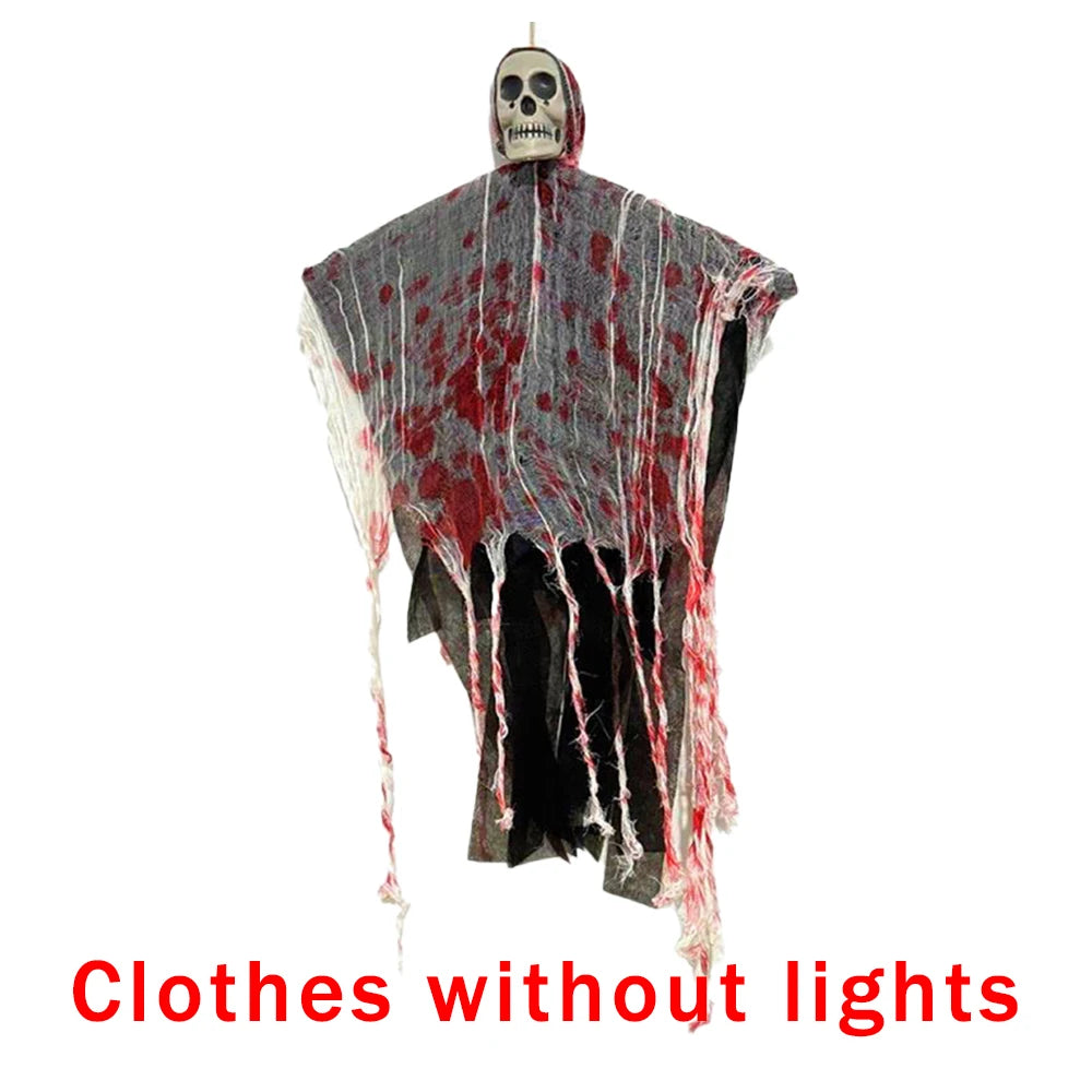 Fantômes de crâne d'halloween suspendus, décoration de maison hantée d'horreur, accessoires lumineux pour intérieur et extérieur, accessoire de scène de fête de pâques