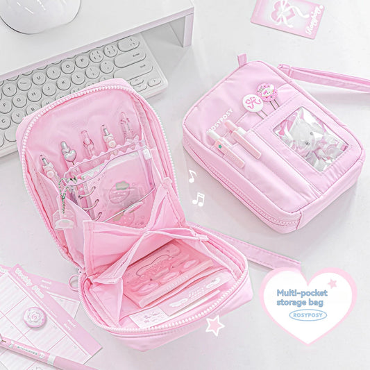 Sac de rangement multi-poches pour accordéon d'orgue, sac de rangement multifonctionnel mignon, protection pour passeport et documents