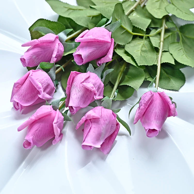 7 pièces vraie touche Rose branche tige Latex Rose main sensation feutre Simulation décorative artificielle Silicone Rose fleurs maison mariage