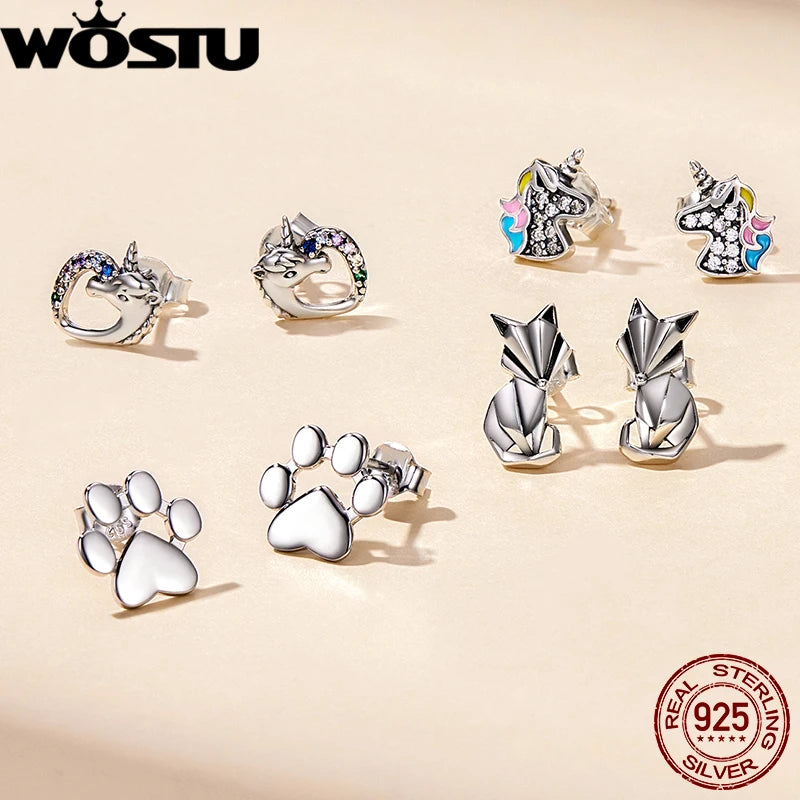 WOSTU boucles d'oreilles cœur fleur 100% argent Sterling 925 perle petites boucles d'oreilles pour femmes mariage fiançailles bijoux cadeaux