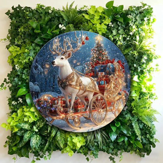 Décoration murale de noël-cadeau de renne de noël Vintage et de chariot à neige, décoration de vacances rétro de scène de neige pour la maison