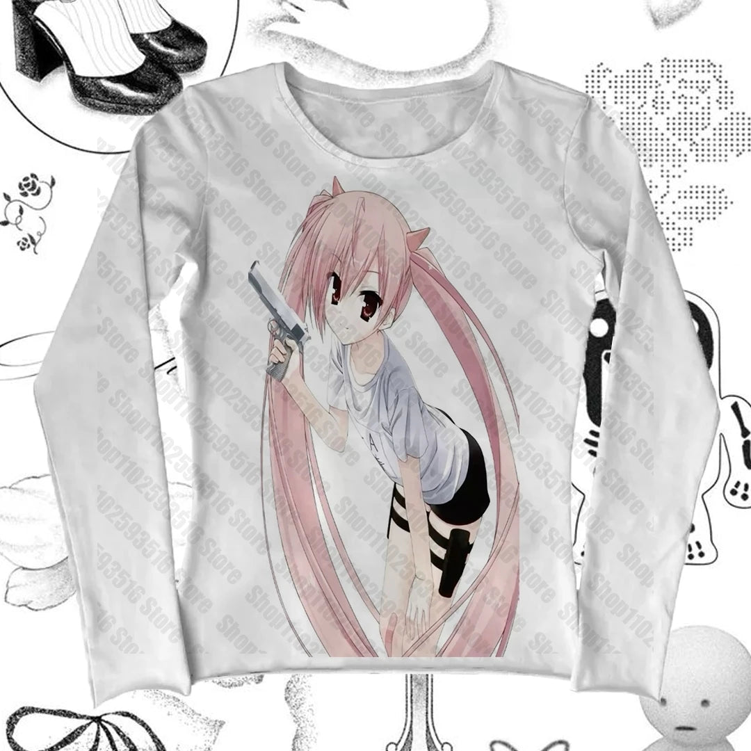 Printemps 2025 femme étoile fille Y2k hauts femme vêtements Shoujo fille Style à manches longues haut court femmes poubelle Y2k 2000s Goth Harajuku