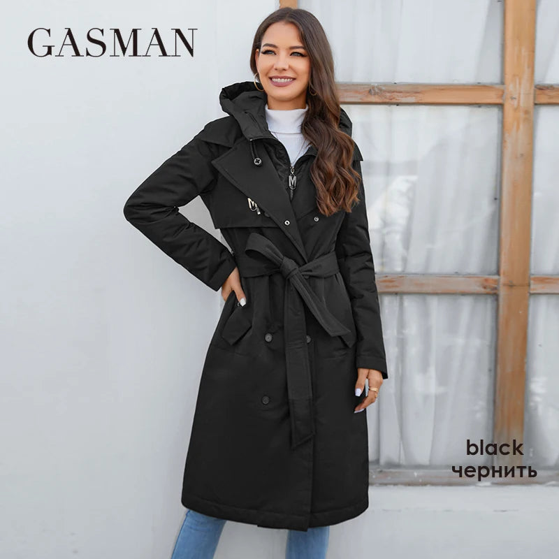 GASMAN – doudoune longue en coton fin pour femme, 2023